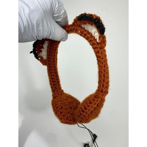 Koss On Ear Crocheted Animal Ears Adjustable Wired Headphones Brown Cat Dog BA13 - Picture 3 of 9